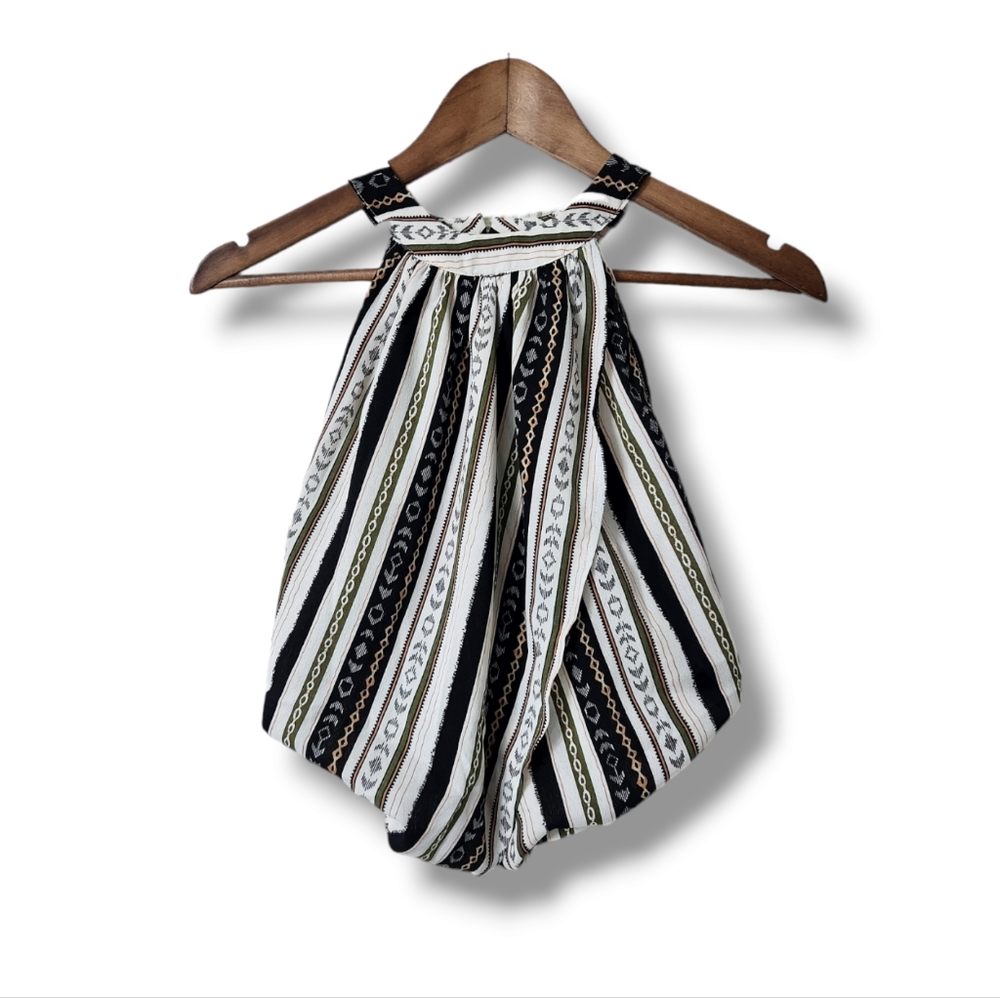 SHEIN Striped Crisscross High Neck Boho Halter Top | M